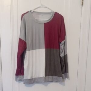 women 2x color block long sleeve, light weight